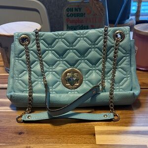 Kate Spade Teal Quilted Shoulder Bag with Gold Chain